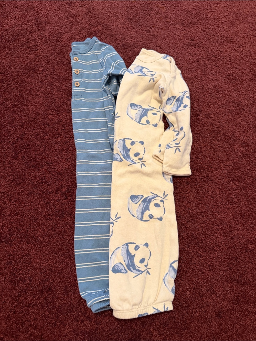 Carter's Blue and Cream Panda Print & Striped Sleep Gowns (2 Pack)